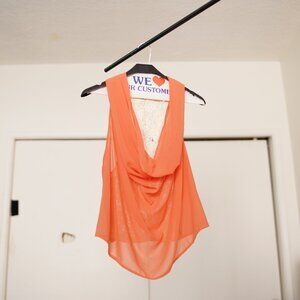 Sleeveless Orange Cowl neck top